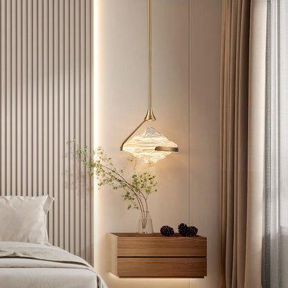 Contemporary Luxury Irregular Cloud Wave-Shaped Iron Glass LED Pendant Light For Bedroom