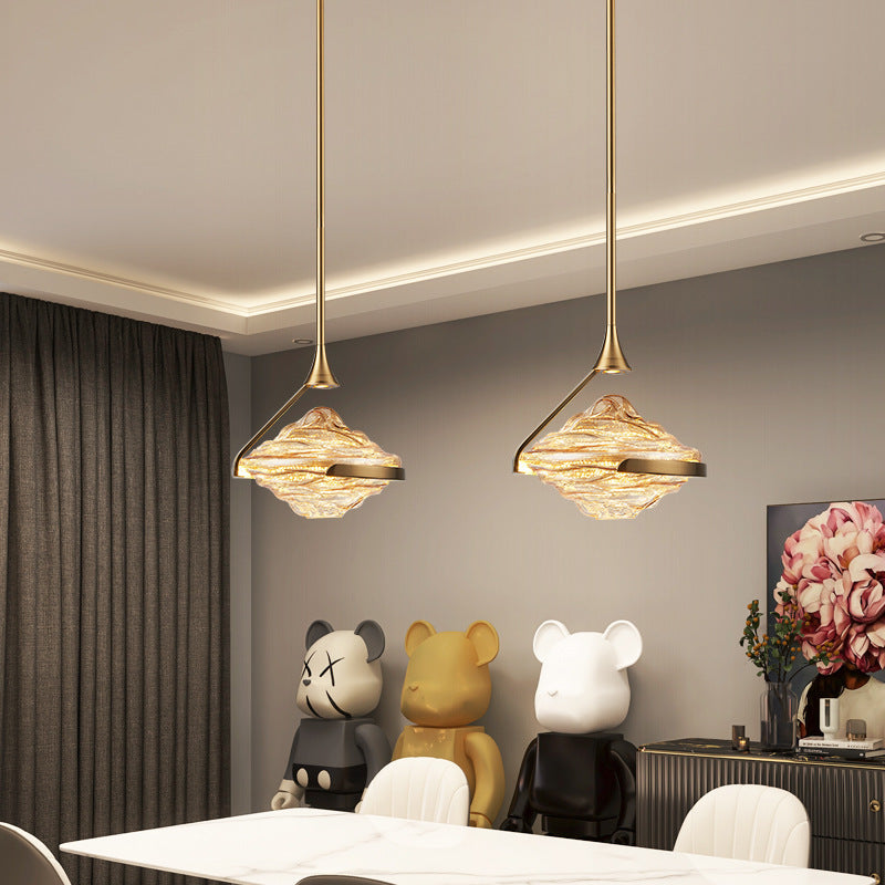Contemporary Luxury Irregular Cloud Wave-Shaped Iron Glass LED Pendant Light For Bedroom