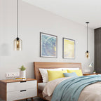 Modern Minimalist Cylindrical Round Iron Glass 1-Light Pendant Light For Bedroom