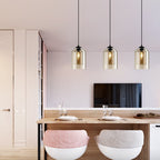 Modern Minimalist Cylindrical Round Iron Glass 1-Light Pendant Light For Bedroom