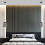 Modern Minimalist Cylindrical Round Iron Glass 1-Light Pendant Light For Bedroom