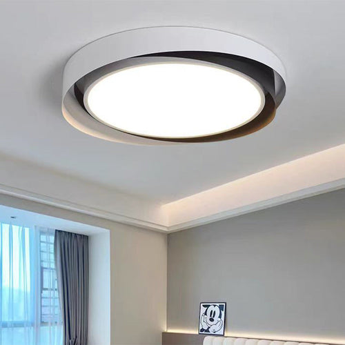 Modern Minimalist Round Cylindrical Iron Acrylic LED Flush Mount Ceiling Light for Bedroom