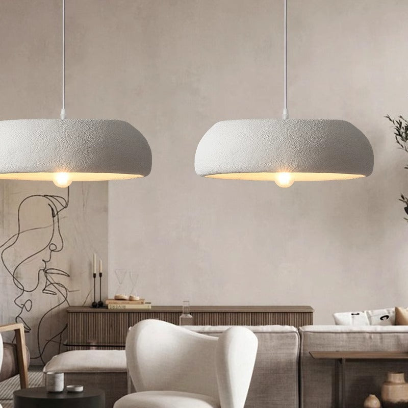 Modern Minimalist Round Cylindrical Plastic Foam 1-Light Pendant Light For Living Room