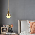 Modern Minimalist Round Spherical Copper Glass 1-Light Pendant Light For Living Room