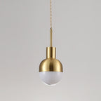 Modern Minimalist Round Spherical Copper Glass 1-Light Pendant Light For Living Room