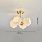 Modern Minimalist Round Spherical Copper Glass 4/6 Light Semi-flush Mount Ceiling Light for Living Room