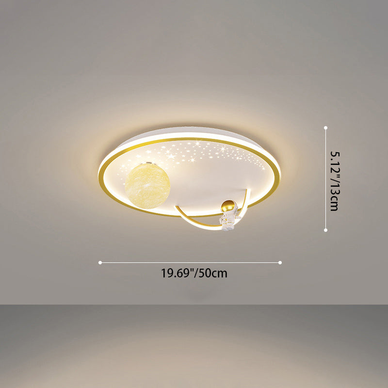 Lumendat Contemporary Creative Kid Spherical Round Iron Glass Acrylic LED Flush Mount Ceiling Light For Bedroom Lumendat
