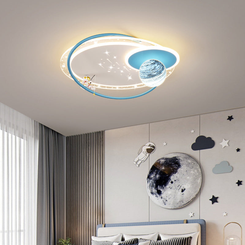 Lumendat Contemporary Creative Kid Spherical Round Iron Glass Acrylic LED Flush Mount Ceiling Light For Bedroom Lumendat