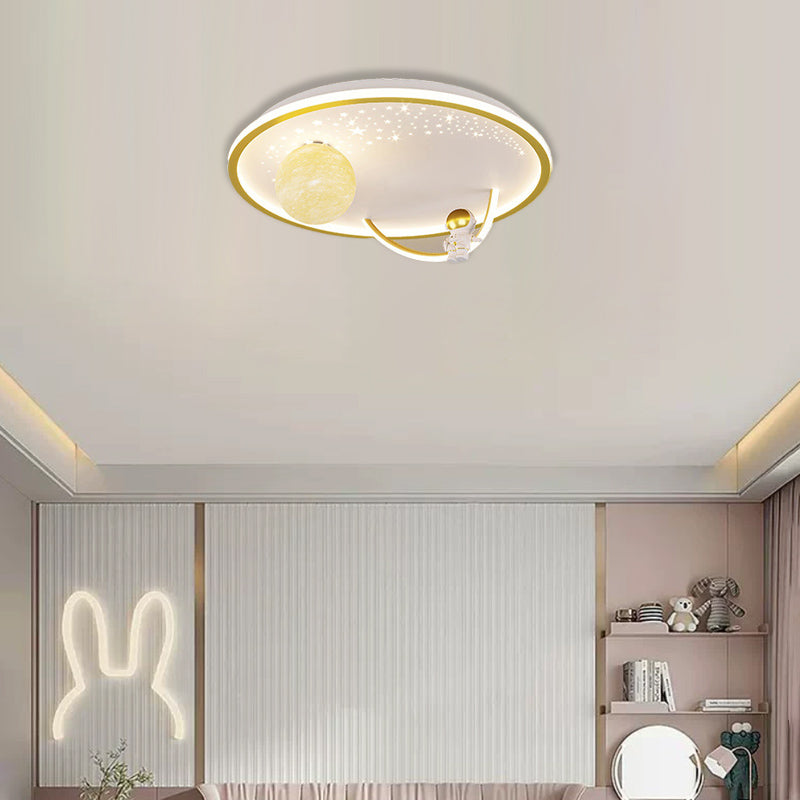 Lumendat Contemporary Creative Kid Spherical Round Iron Glass Acrylic LED Flush Mount Ceiling Light For Bedroom Lumendat