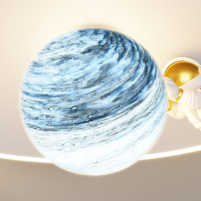 Lumendat Contemporary Creative Kid Spherical Round Iron Glass Acrylic LED Flush Mount Ceiling Light For Bedroom Lumendat