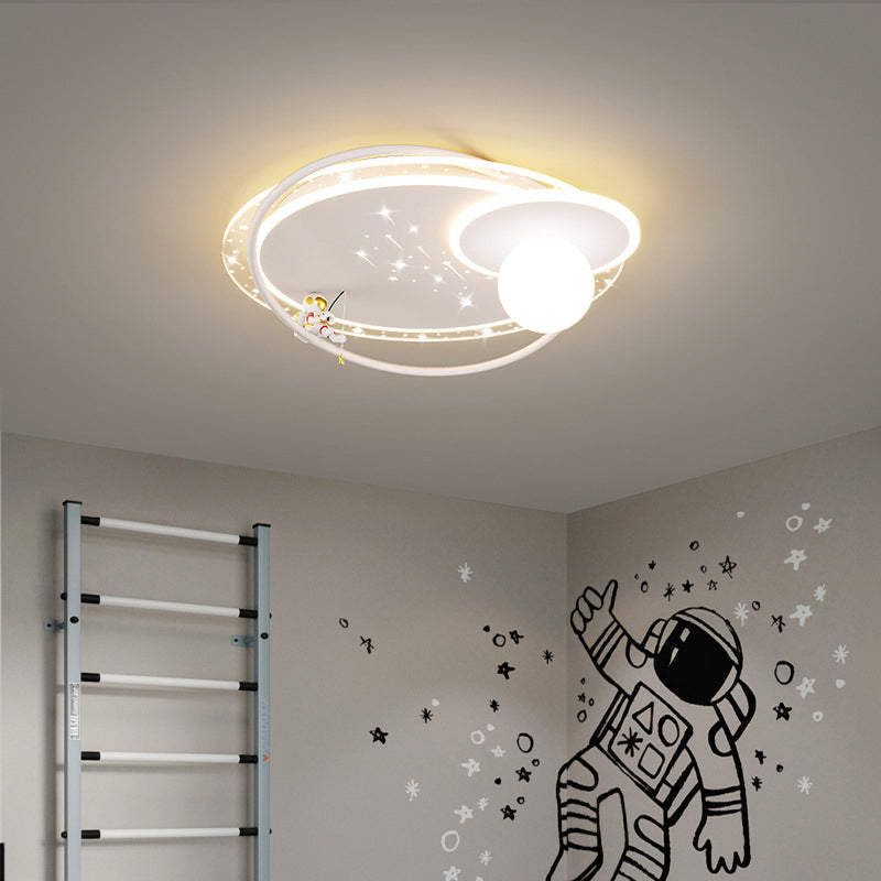 Lumendat Contemporary Creative Kid Spherical Round Iron Glass Acrylic LED Flush Mount Ceiling Light For Bedroom Lumendat
