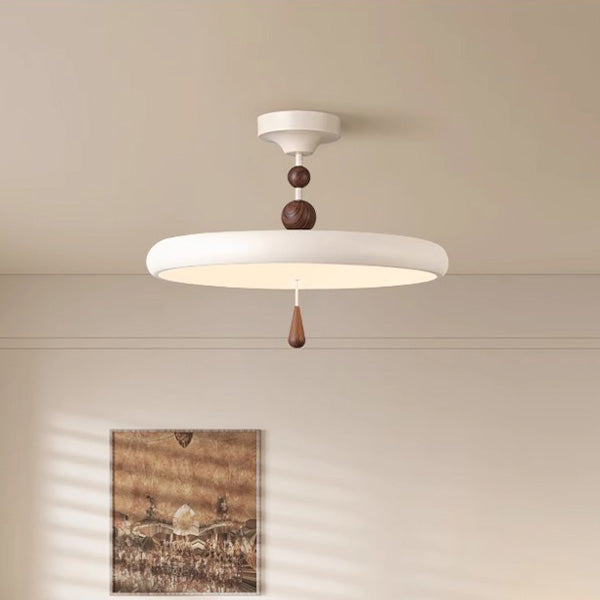 Modern Minimalist Round Cylindrical Spherical Teardrop Iron Acrylic LED Semi-flush Mount Ceiling Light for Bedroom