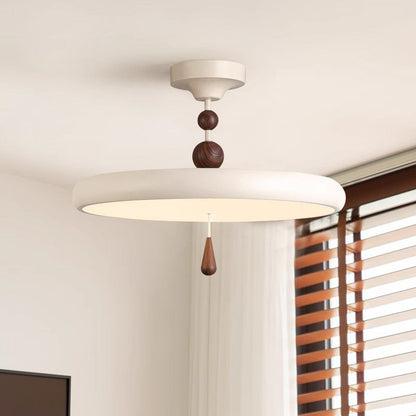 Modern Minimalist Round Cylindrical Spherical Teardrop Iron Acrylic LED Semi-flush Mount Ceiling Light for Bedroom