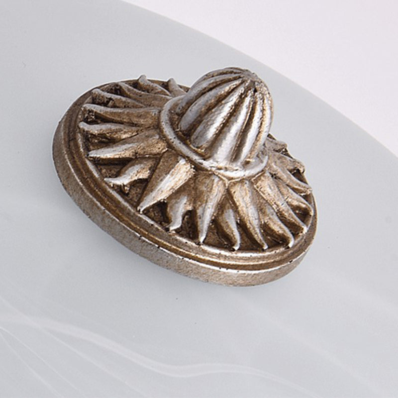 Traditional Rustic Round Sunflower Resin Glass 3-Light Flush Mount Ceiling Light For Living Room