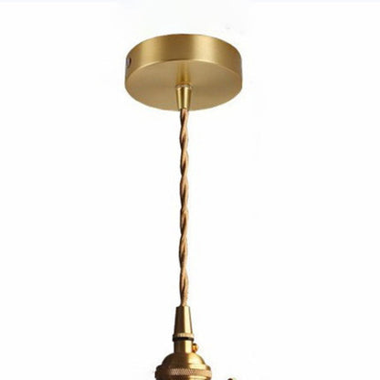 Traditional Vintage Square Rectangle Ripple Glass Iron 1-light Pendant Light for Living Room