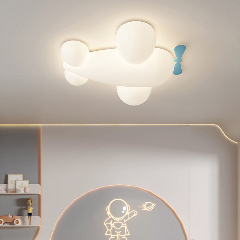 Lumendat Contemporary Creative Kids Airplane Iron Plastic LED Flush Mount Ceiling Light For Bedroom Lumendat