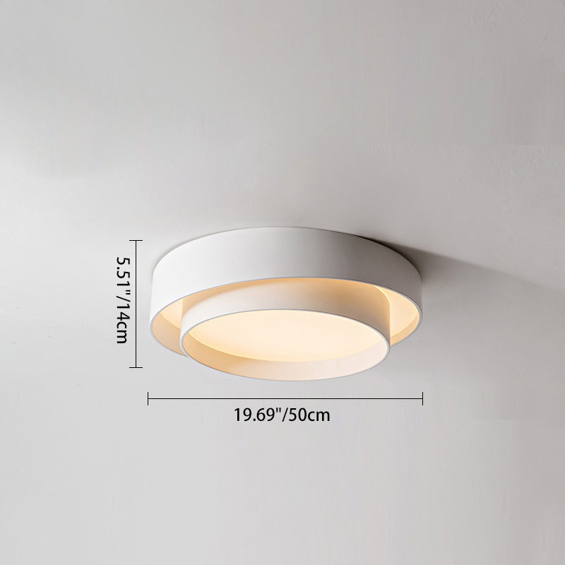 Contemporary Nordic Concentric Circle Iron Acrylic LED Flush Mount Ceiling Light for Bedroom