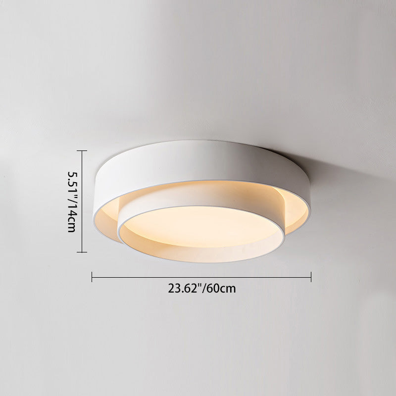 Contemporary Nordic Concentric Circle Iron Acrylic LED Flush Mount Ceiling Light for Bedroom