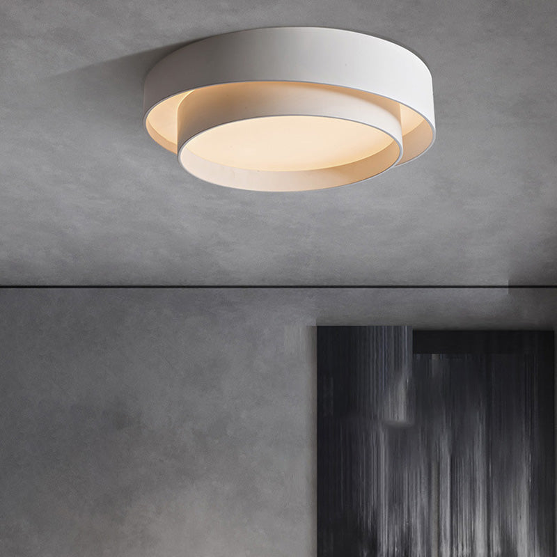 Contemporary Nordic Concentric Circle Iron Acrylic LED Flush Mount Ceiling Light for Bedroom