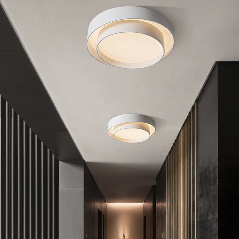 Contemporary Nordic Concentric Circle Iron Acrylic LED Flush Mount Ceiling Light for Bedroom