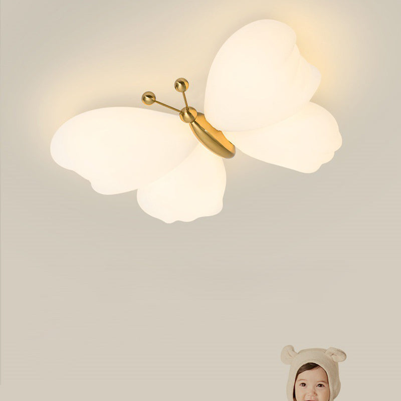 Contemporary Creative Butterfly Iron Plastic LED Flush Mount Ceiling Light for Bedroom