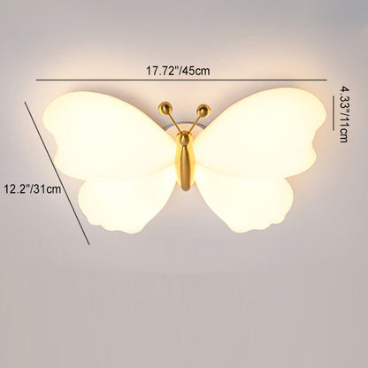 Contemporary Creative Butterfly Iron Plastic LED Flush Mount Ceiling Light for Bedroom