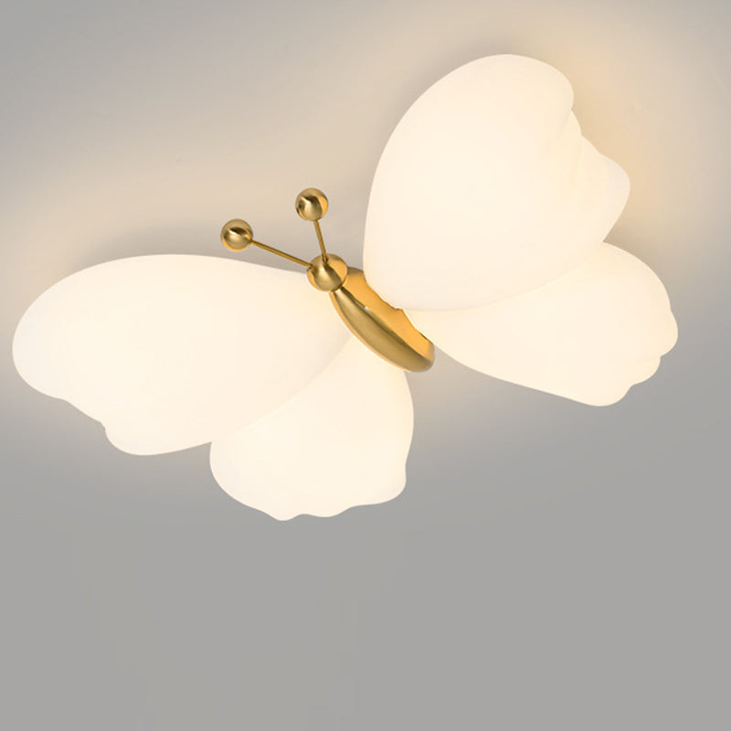 Contemporary Creative Butterfly Iron Plastic LED Flush Mount Ceiling Light for Bedroom
