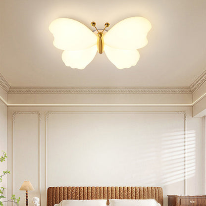 Contemporary Creative Butterfly Iron Plastic LED Flush Mount Ceiling Light for Bedroom