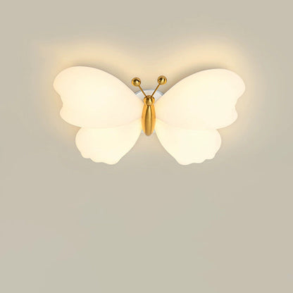 Contemporary Creative Butterfly Iron Plastic LED Flush Mount Ceiling Light for Bedroom