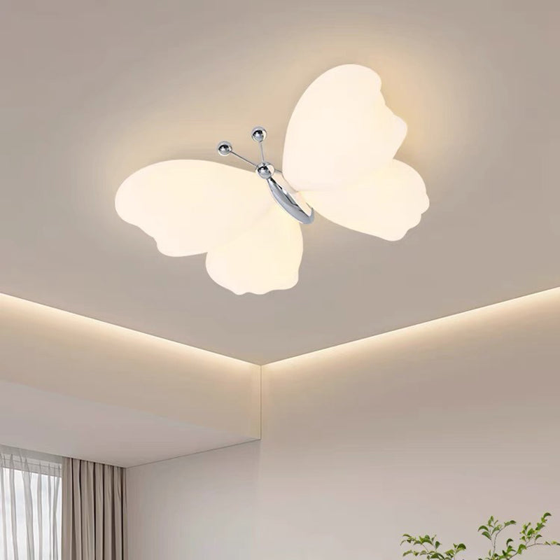 Contemporary Creative Butterfly Iron Plastic LED Flush Mount Ceiling Light for Bedroom