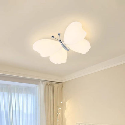 Contemporary Creative Butterfly Iron Plastic LED Flush Mount Ceiling Light for Bedroom
