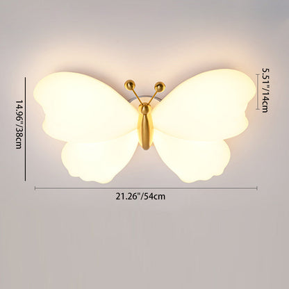 Contemporary Creative Butterfly Iron Plastic LED Flush Mount Ceiling Light for Bedroom