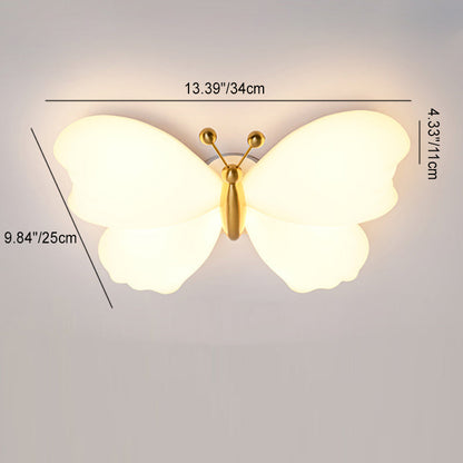 Contemporary Creative Butterfly Iron Plastic LED Flush Mount Ceiling Light for Bedroom