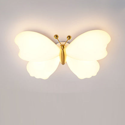 Contemporary Creative Butterfly Iron Plastic LED Flush Mount Ceiling Light for Bedroom