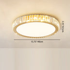 Modern Luxury Round Crystal Stainless Steel LED Flush Mount Ceiling Light for Bedroom