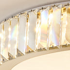 Modern Luxury Round Crystal Stainless Steel LED Flush Mount Ceiling Light for Bedroom