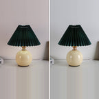 Modern Art Deco Orb Base Pleated Fabric Ceramic 1-Light Table Lamp For Bedroom Lumendat