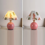Modern Art Deco Orb Base Pleated Fabric Ceramic 1-Light Table Lamp For Bedroom Lumendat