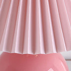 Modern Art Deco Orb Base Pleated Fabric Ceramic 1-Light Table Lamp For Bedroom Lumendat