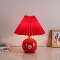Modern Art Deco Orb Base Pleated Fabric Ceramic 1-Light Table Lamp For Bedroom Lumendat