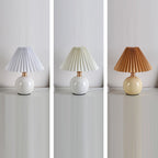 Modern Art Deco Orb Base Pleated Fabric Ceramic 1-Light Table Lamp For Bedroom Lumendat
