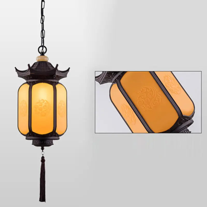 Traditional Chinese Waterproof Xiang Yun Hexagonal Lantern Aluminum Pc Pendant Light for Garden BulbSquare