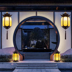 Traditional Chinese Waterproof Xiang Yun Hexagonal Lantern Aluminum Pc Pendant Light for Garden BulbSquare