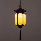 Traditional Chinese Waterproof Xiang Yun Hexagonal Lantern Aluminum Pc Pendant Light for Garden BulbSquare
