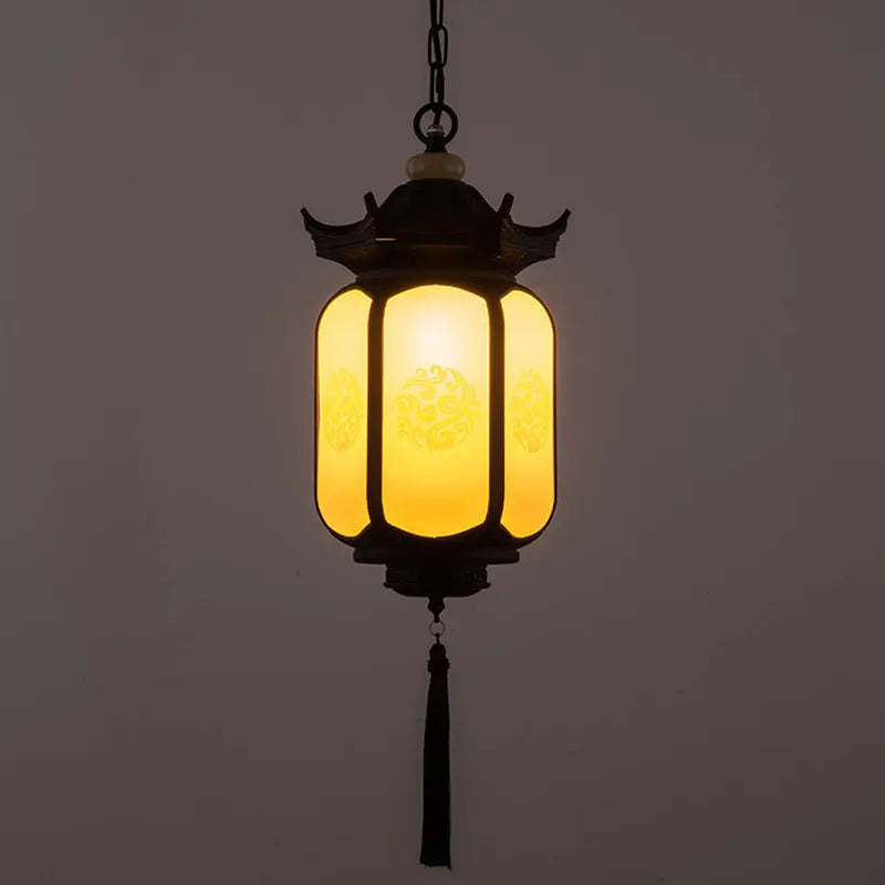 Traditional Chinese Waterproof Xiang Yun Hexagonal Lantern Aluminum Pc Pendant Light for Garden BulbSquare