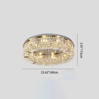 Modern Luxury Round Crystal Stainless Steel LED Light Flush Mount Ceiling Light for Living Room