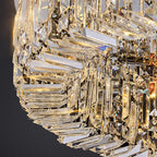 Modern Luxury Round Crystal Stainless Steel LED Light Flush Mount Ceiling Light for Living Room
