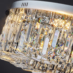 Modern Luxury Round Crystal Stainless Steel LED Light Flush Mount Ceiling Light for Living Room