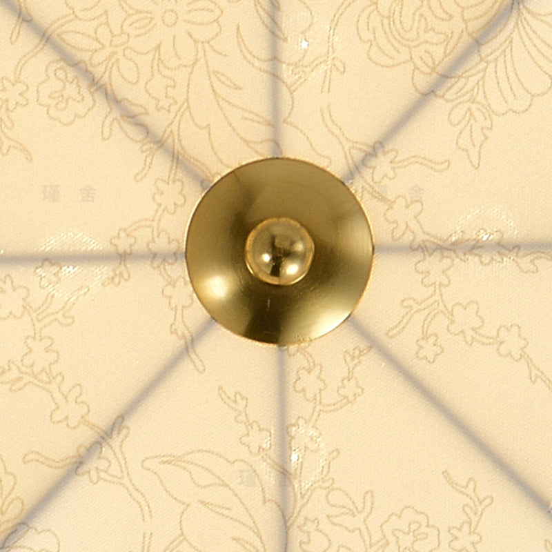 Traditional French Round Printed Iron Fabric 3/4/5 Light Flush Mount Ceiling Light for Bedroom