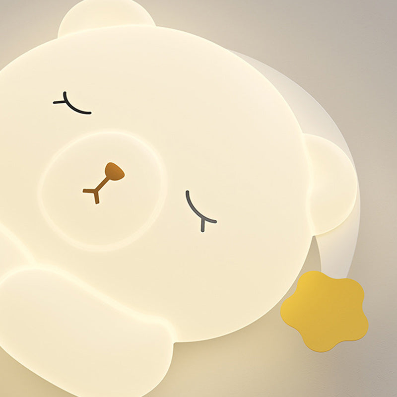 Lumendat Contemporary Creative Kids Bear Iron PE Flush Mount Ceiling Light For Bedroom Lumendat